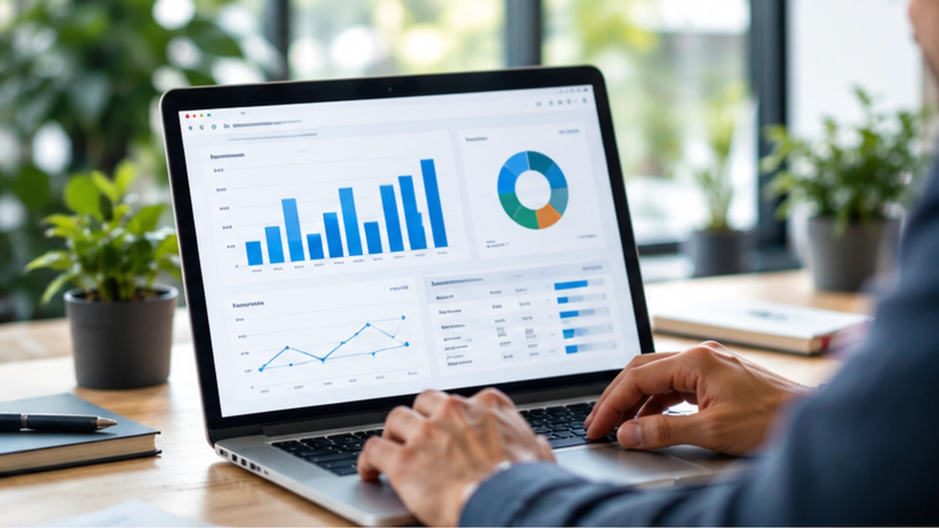 Professional reviewing an operational dashboard on a laptop